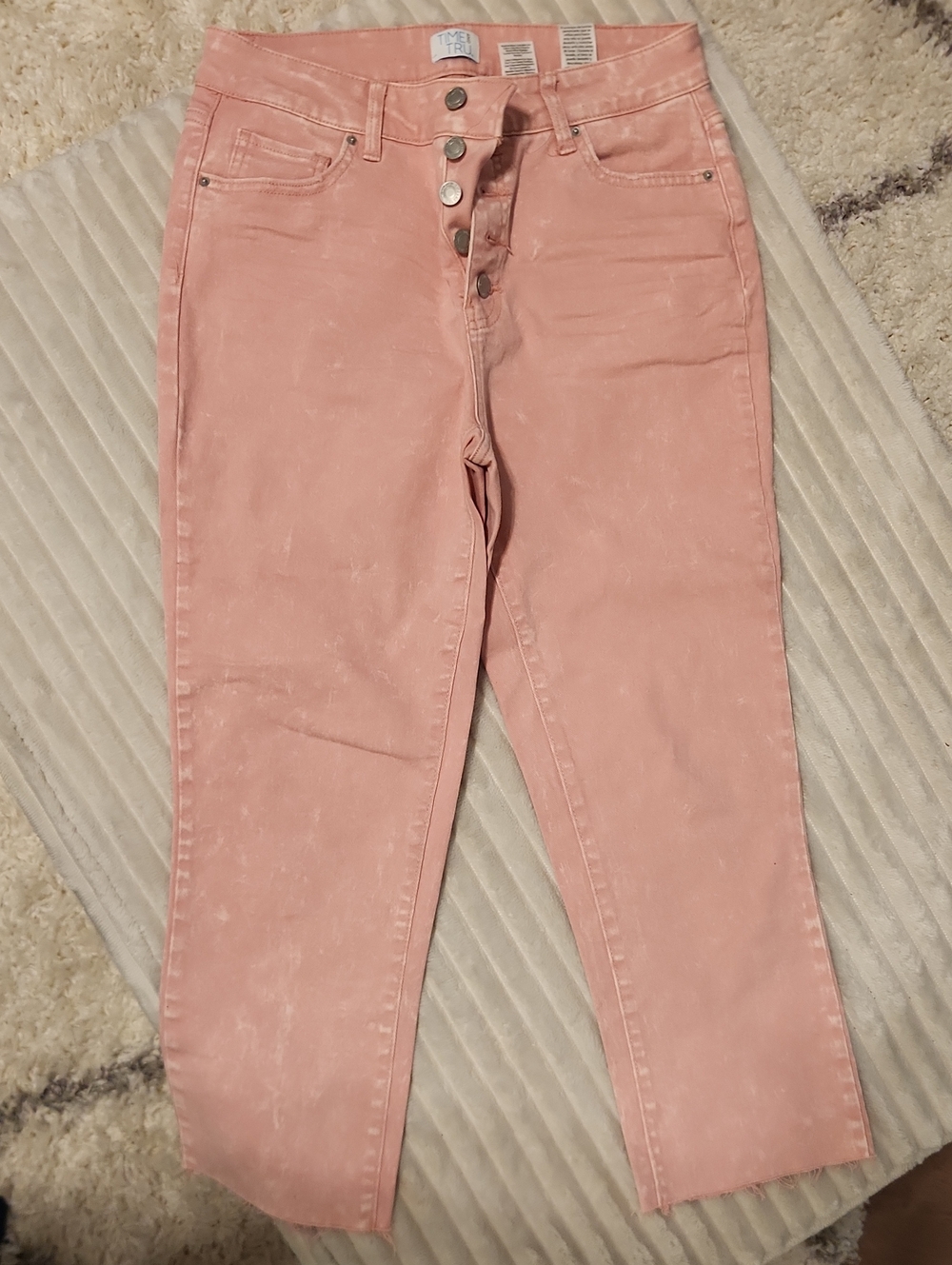 Time and Tru High-Rise Button-Fly Blush Pink Jeans